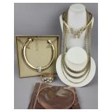Rhinestone Gold Tone Collar Bib Necklaces