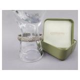 Silver Judith Ripka CZ Heart Hinged Cuff Bracelet