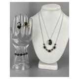 Silver Triplet Stone Design, Black Opal Jewelry