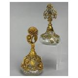 Pair Ormolu Overlay Perfume Bottles Floral Filigre
