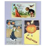 3 Antique Halloween Postcards Edwardian Women +