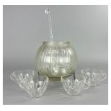 Vintage Beaded Arch Glass Punch Bowl Set