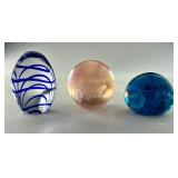 Set of Three Glass Paperweights