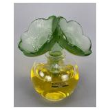 Lalique Crystal Perfume Bottle w/ Green Flower