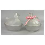 2 Frosted Glass Duck Containers