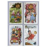 4 Antique Halloween Postcards Anthropomorphic Art