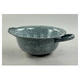 Gray Mottled Enameled Graniteware Colander