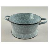 Blue and White Enameled Graniteware Colander