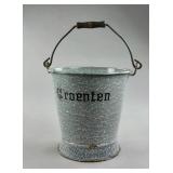 Antique Dutch Enamel Graniteware Vegetable Bucket