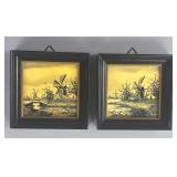 Miniature Dutch Delftware Landscape Paintings