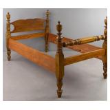 19th C. American Tiger Maple Four Poster Bed