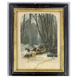 19th C. Bobbett & Hooper Woodblock Print "Winter"