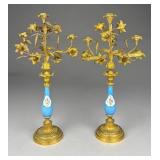 French Gilt Bronze Candelabras, Circa 1880, 12"
