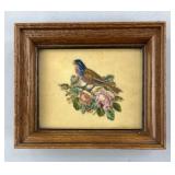 Framed Micro Petit Point Piece w/ Bird & Roses
