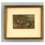 Framed Petit Point Piece with Chickens & Turkeys