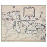 20th Century Reproduction of 1755 Great Lakes Map