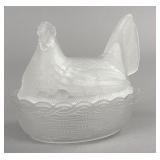 Westmoreland Satin Glass Hen-on-Nest Dish