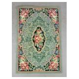 Green French Aubusson Style Hooked Rug, 5ï¿½4ï¿½x3ï¿½6ï¿½
