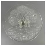 Art Glass Pedestal Cake Platter, 13" Diameter