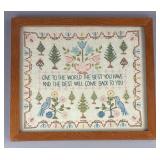 Framed Cross Stitch "Give the World the Best"