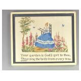 Framed 1937 Cross Stitch Your Garden is God