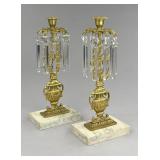 Victorian Style Girandole Candlesticks w Cut Drops