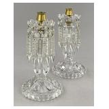Baccarat Style Candlesticks with Cut Crystal Drop