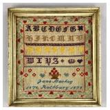 Framed Sampler "Jane Mackey 1878 Rothbury 1878"