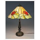 Leaded Stained Slag Glass Panel Lamp