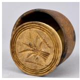 Antique Wood Butter Mold w/ Sheaf of Wheat Design