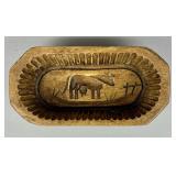 Antique Wood Butter Mold w/ Carved Cow Design