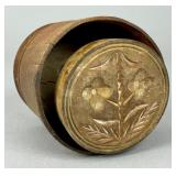 Antique Wood Butter Mold w/ Floral & Leaf Design