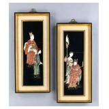 PR of Framed Hand Painted Tiles w/ Chinese Figures