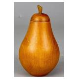 Pear Form Hand-Turned Wood Toothpick Dispenser