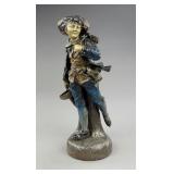 Antique Polychrome Spelter Figure Boy Ice Skating