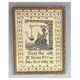 Framed Cross Stich ï¿½Keep the Home Fires Burningï¿½