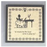 Framed Cross Stitch "If Music Be the Food of Love"