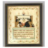 Framed 1933 Cross Stitch Piece "A Mind Content"