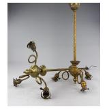 Pair of Early 20th C. 3 Arm Brass Chandeliers