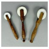 3 Wood & Ceramic Pastry Wheels