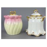 Antique Porcelain Biscuit Jar and Sugar Bowl