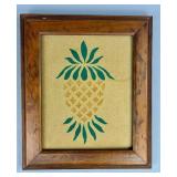 Folk Art Stenciled Pineapple in Rustic Frame
