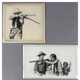 Guy Deel Signed Drawings Pair