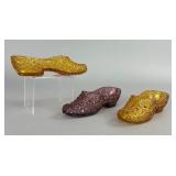 3 Victorian EAPG Glass Slippers, 1 Marked 1886