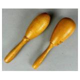 Two Antique Hardwood Sock Eggs or Handled Darners