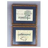 Framed "Mother" and "Father" Cross Stitch Pieces