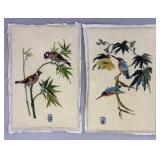 Pair of Signed Needlepoint Panels with Birds