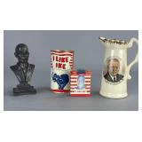 Eisenhower Collectibles Group: Pitcher, Cigarettes