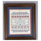Framed Cross Stitch Sampler "Home is Where..."
