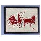 Framed Horse-Drawn Carriage Needlepoint Piece